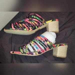 Justfab Dress Sandals floral multicolor Sz 9.5 : Paradise Found